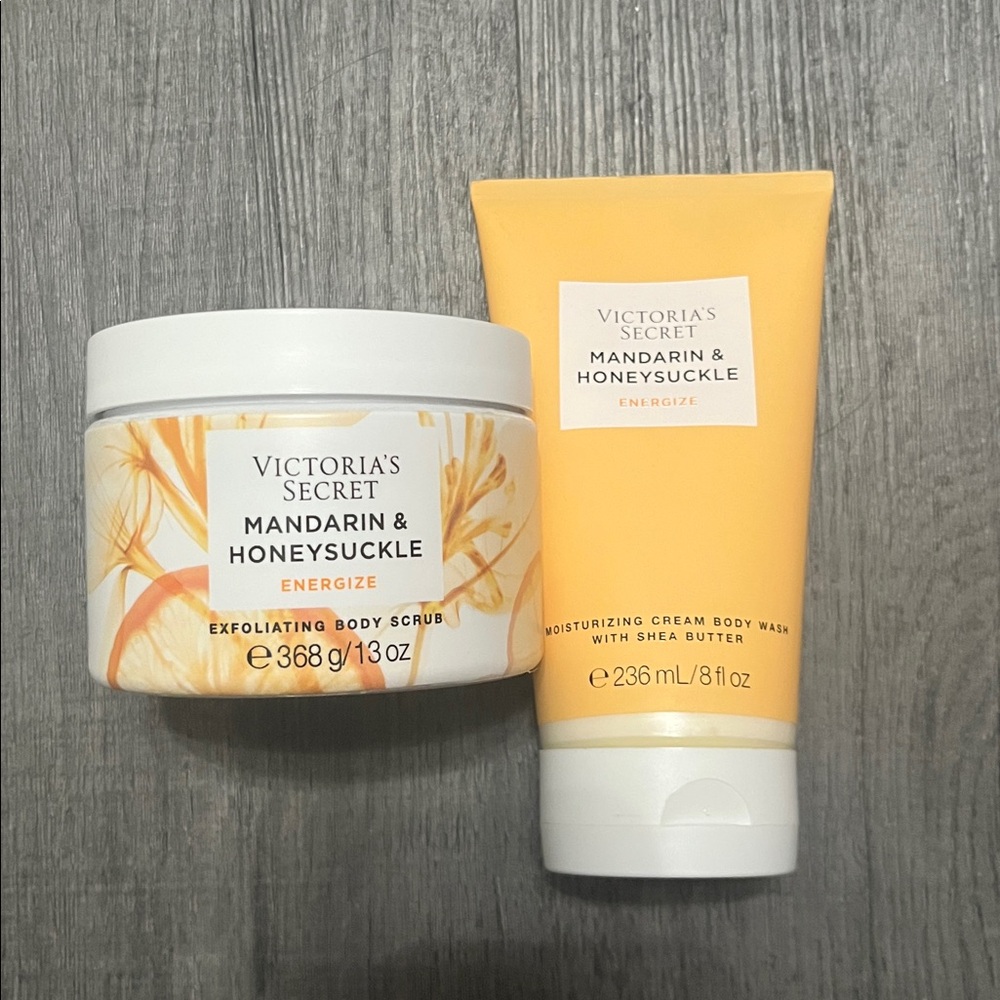 2 Piece Victoria’s Secret Mandarin & Honeysuckle Body Wash and Body Scrub
